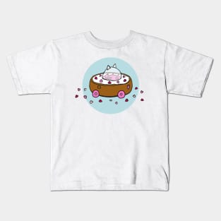 Valentine's Day Cat Donut Car with Heart Sprinkles T-Shirt Kids T-Shirt